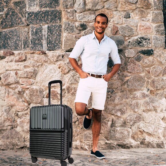 World Traveler Dejuno Tonal 20-Inch Carry-On Polycarbonate Luggage - Onyx - Picture 2 of 8